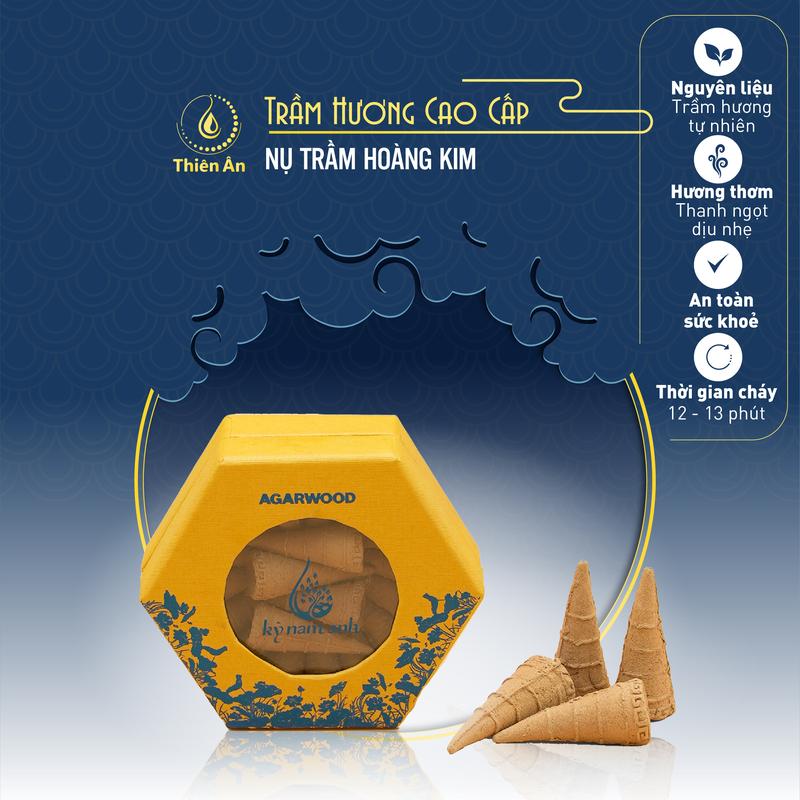 Hoàng Kim Trầm Hương Kỳ Nam Anh - Hộp nụ trầm 32 viên - Loại cao cấp Dầu Thơm Phòng Nước Hoa