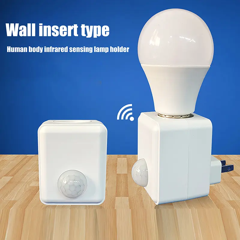 โคมไฟเซ็นเซอร์อินฟราเรด LED ติดผนัง, AC110-240V, ที่ใส่หลอดไฟ, ความล่าช้าอัจฉริยะ, พอร์ตสกรู E27, อะแดปเตอร์หัวโคมไฟเซ็นเซอร์