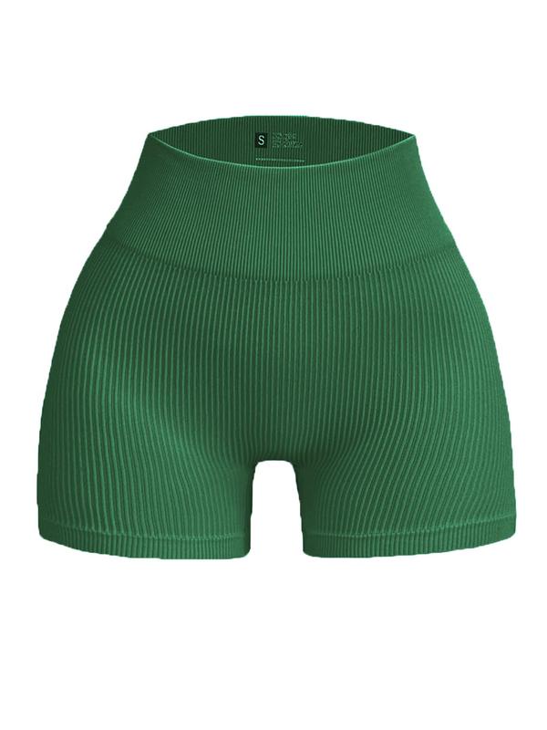 Women's Solid Ribbed High Waist Gym Shorts, Casual Comfy Breathable Seamless Skinny Shorts for Yoga Gym Workout Running, Ladies Sportswear for All Seasons 2