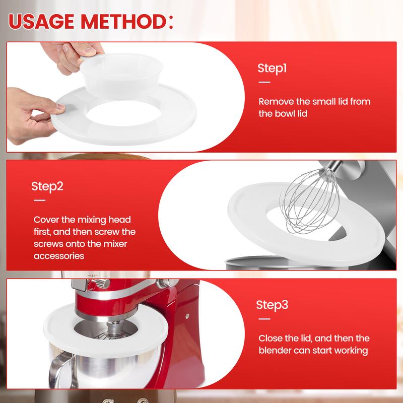 Product Introduction of 2Pcs Mixers Bowl Cover for 4.5-5 Quart Bowls Plastic Mixer Splash Cover Round Mixer Bowl Lid Mixer Bowl Lid Covers Stand Mixer Bowl Lid Stand Mixer Splash Cover for Kitchens 82lZr 42