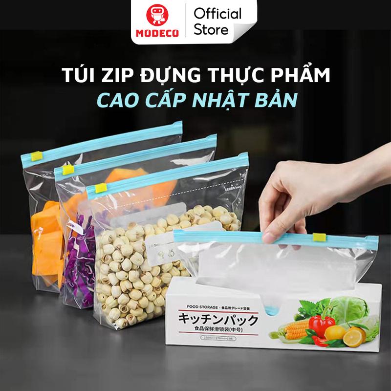 Túi Zip Đựng Thực Phẩm Cao Cấp Modeco - Túi Bảo Quản Thức Ăn, Đồ Khô, Đồ Tươi Sống Trong Tủ Lạnh - An Toàn, Tái Sử Dụng