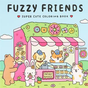 Cute Cartoon Animal Pattern Coloring Book, Fuzzy Friends Coloring Book, DIY Painting Supplies for Adults & Teens, Back to School Gift, Art Sketchbooks