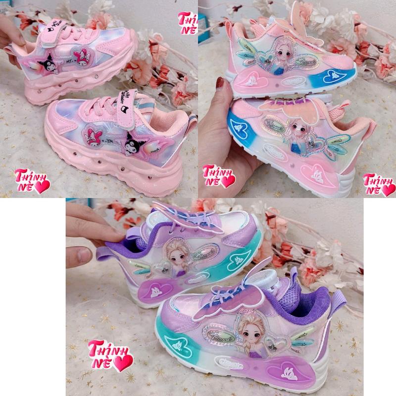 Giày thể thao có đèn C27 2 kiểu Kurumi và cô tiên cho bé hàng quảng châu có hộp đế siêu nhẹ lên chân cực xinh Len