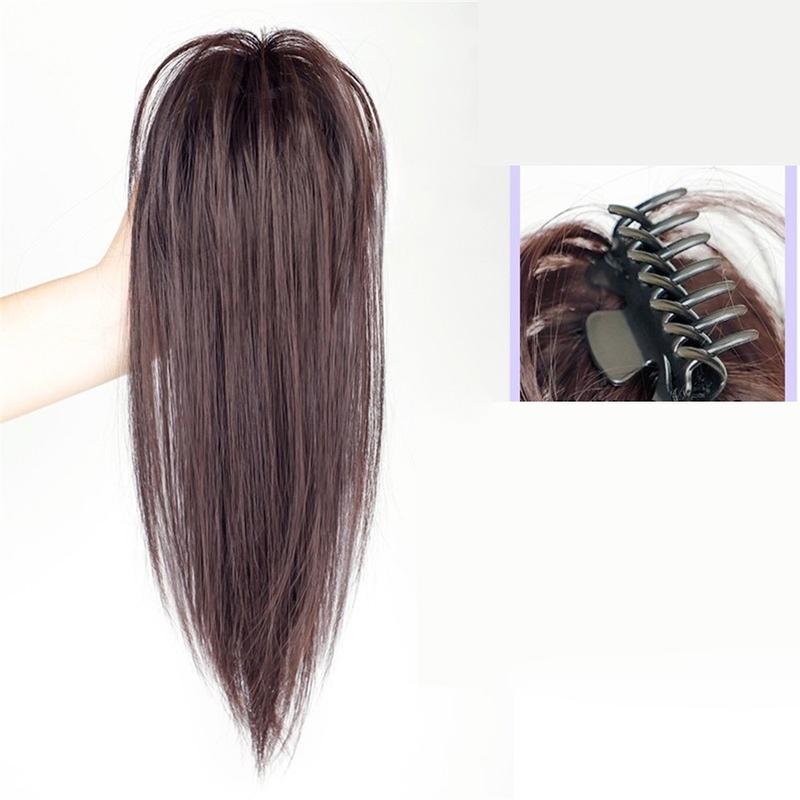 Fashion 40cm Lazy Invisible Long Hair with Grab Clip Ponytail Natural Extension Straight Hair Wig Waterfall Half-Tie High Wig 7