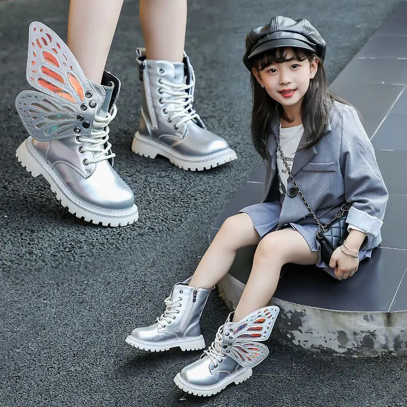 [JEWELS KIDS] PARRIS BUTTERFLY BOOTS/SEPATU BOOTS FASHION ANAK TANGGUNG /SEPATU BOOTS KOREA ANAK/SEPATU SILVER 3