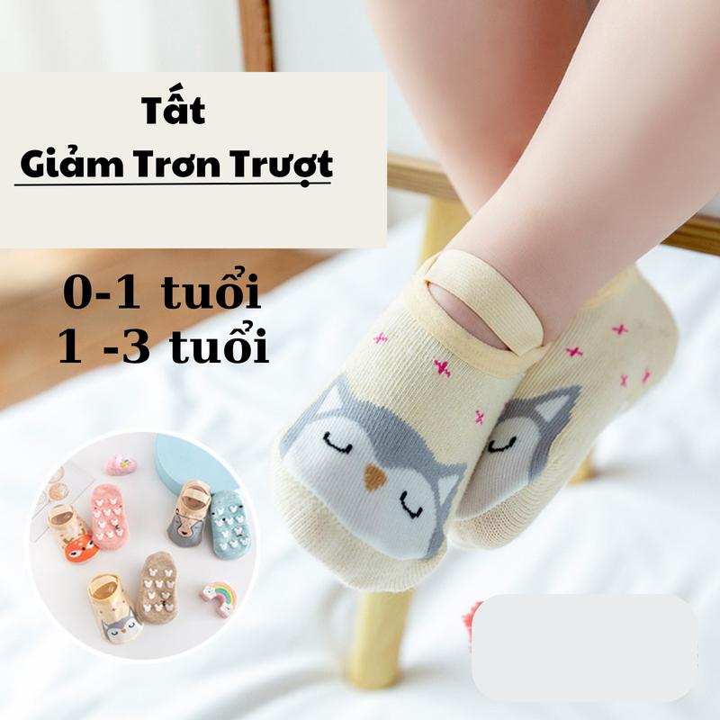 Mã 02 Tất, vớ cổ thấp kèm quai chống trượt cotton co giãn cho bé( 0-3 tuổi) Kem