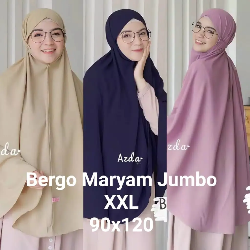 Jilbab Bergo Maryam Jumbo XXL non pet 90x110 diamond