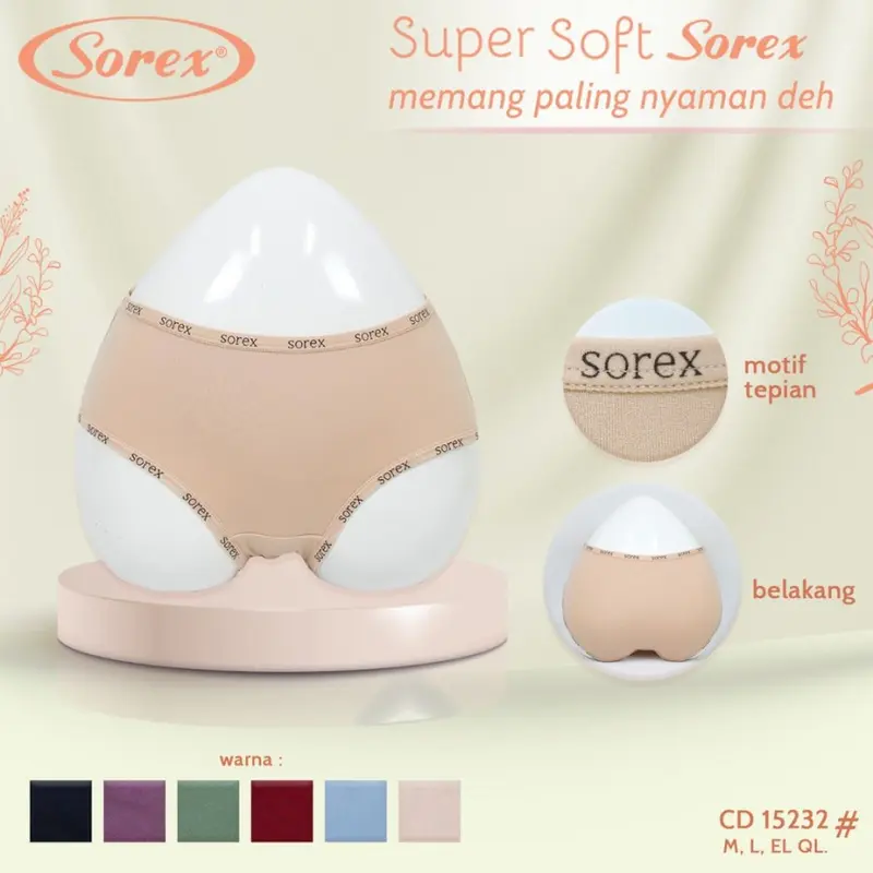 ISI 3 6 12 Pcs Celana Dalam Wanita CD Wanita Sorex 15232 Super Soft M-XXL 3