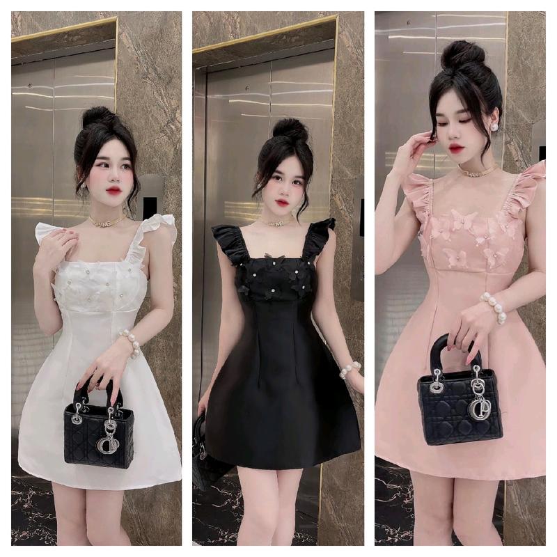 Váy thiết kế Tapta cánh tiên cúp phối hoa và đá chân A sang chảnh. Váy đẹp dự tiệc Nữ đẹp. Voan Women Dress Trắng váy cánh tiên tafta