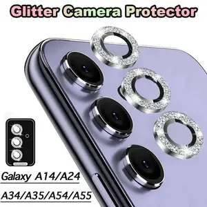 Glitter Pelindung Kamera Lens Protector For Samsung Galaxy A54 A55 A24 A34 A35 A14 A16 A15 A06 5G Camera Protector Ring Metal Lensa kaca Case