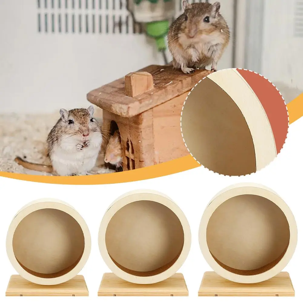 Hamster Running Wheel Golden Bear Silent Wooden Belt Bracket With Cork Pad Roller Sports Toy Z9I9
