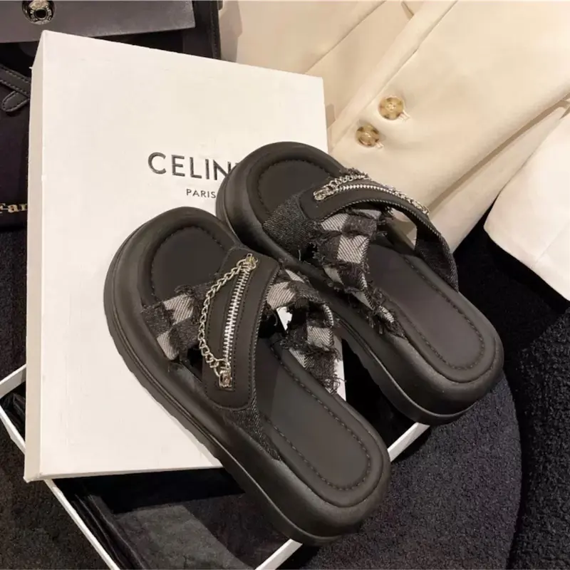 Dép nữ hottrek cao 4cm VYSHOESSHOP Rin Khoá  Bắt Chéo Kiểu Dáng Hàng Quốc VYSH-DNT-421- (lấy chuẩn size ) Women GiàY Nhung - DéP, Cao Su, Hoa 6