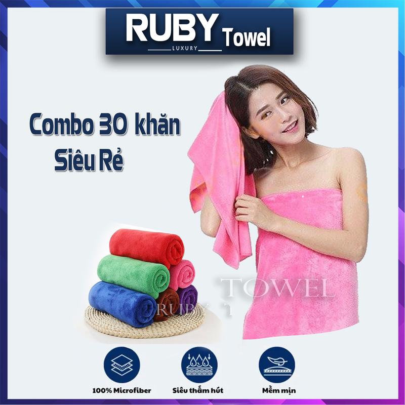 Combo 30 Khăn gội đầu quấn đầu kt 35*75cm siêu thấm nước cho spa salon tóc và gara ô tô Khăn Tắm Nhà Tắm tang