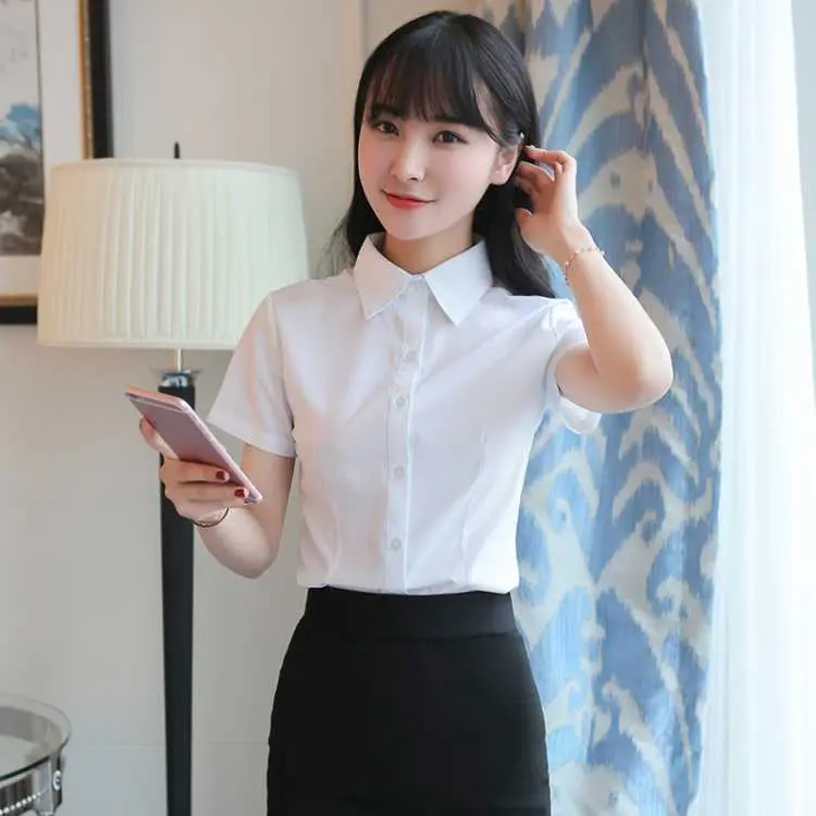 Áo Sơ Mi Trắng, Dành Cho Nữ, Dáng Ôm, Dài Tay, Trang Phục Công Sở, Trang Phục Trang Trọng, Bộ Sưu Tập Mùa Xuân Và Mùa Thu, Phong Cách Hàn Quốc, Áo, Thích Hợp Cho Quần Áo Làm Việc, 2024 5