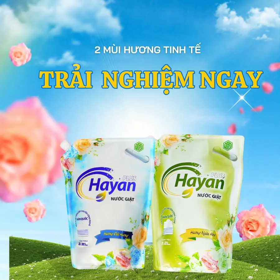 ( Thùng 2 Túi ) Nước Giặt Hayan Plus - Túi 3 Lít 2 Làm Sạch nuoc  giat nước xả vải