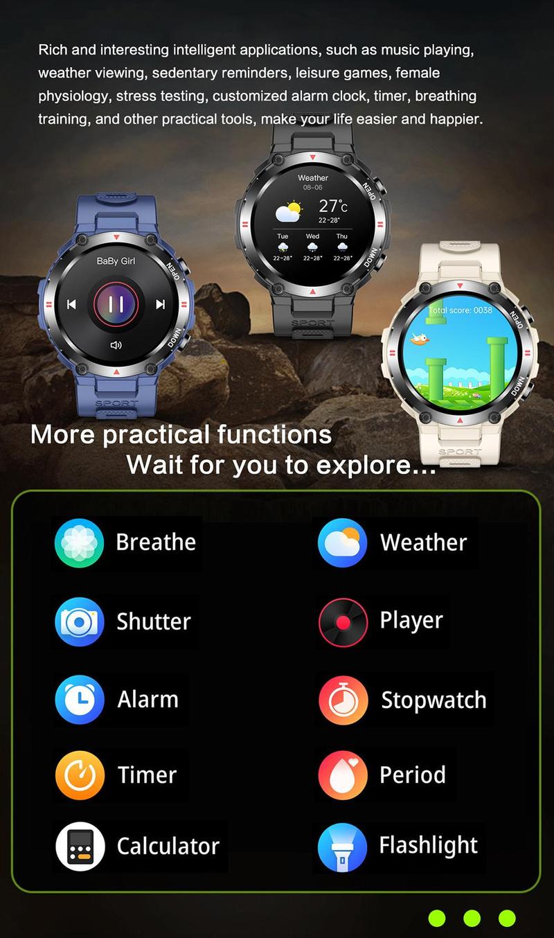 Product Introduction of 【COD】Aolon Tetra R2 Sports Smart Watch IP67 Tahan Air Panggilan Bluetooth Baterai Tahan Lama Perekam Olahraga Asisten Kebugaran Cocok untuk Android/IOS Unisex Fashion Smart Watch Olahraga Luar Ruangan 17