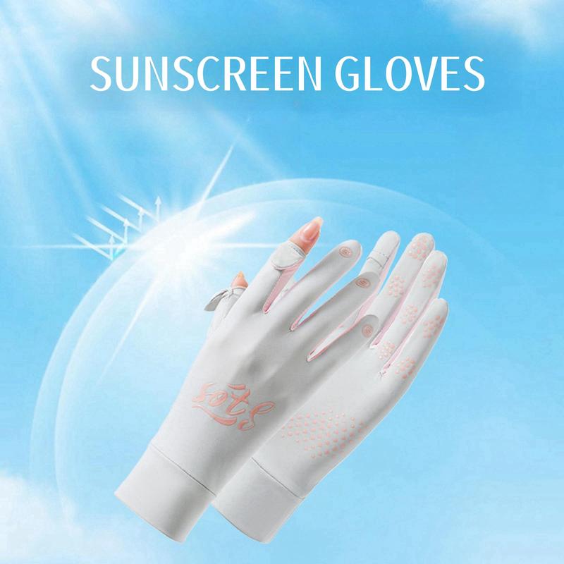 Women's Letter Print Sun Protection Gloves, Breathable Non-slip Gloves for Cycling, Sports Gloves for Women & Girls 3