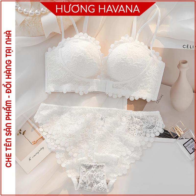 Bộ áo lót nữ đệm 3cm không gọng nâng ngực,  Quần Lót  ren dây sườn mảnh cao cấp FLA615 Top Bra đẹp