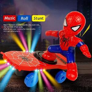 Preferred spider man's Car Toys Stunt Scooter toy Cartoon Model Whirl Anime Figure Action Doll Music LED Light Electronic Tipper Toy Boy Gift for Kids