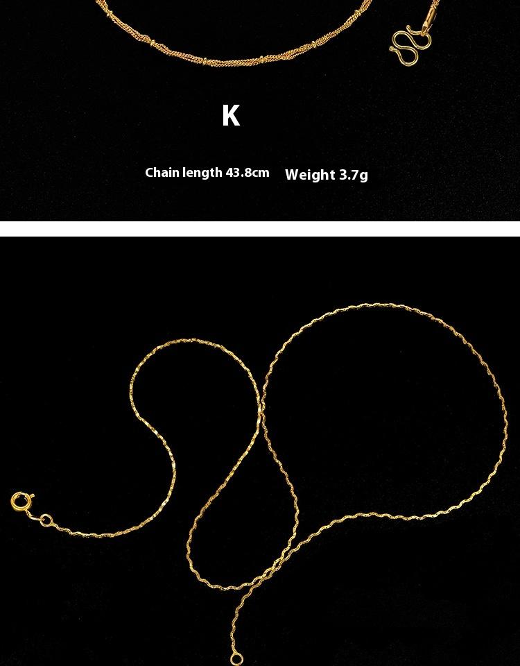 Product Introduction of Gold-plated necklace for women, simple plain chain, snake bone chain, box pearl, European and American pendant, single chain miduoduo 15