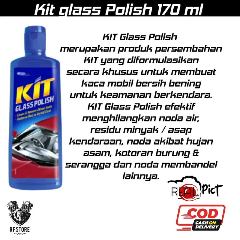 Paket Kit Glass Polish compound 170 ml + Busa aplikator + Kain lap microfiber/ Sepaket/ 3 in 1 / Real pict/ Black Store Car Kendaraan Paint 1