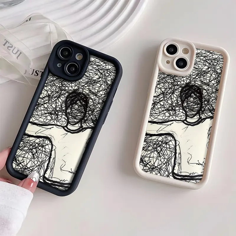 Softcase hitam aesthetic silikon for iphone 11 12 13 14 Plus 15 pro max 6 6s 7 8plus x xs xr xsmax unik dan lucu silicone casing hp TY15TK27SHHH