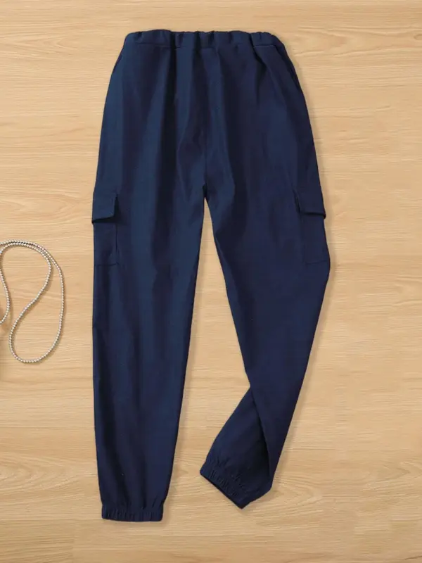 Women's Minimalist Solid Tie Front Elastic Waist Cargo Pants, Lady Basic Casual Comfort Jogger Cargo Pants for Daily Wear, Womenswear Trouser, Pants for Men, Summer Outfits 2024, Ladies Bottoms for Summer 6