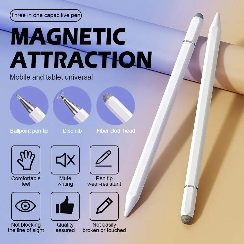 Mobile Phone Tablet Stylus Three-in-One Touch Screen Pen Magnetic Capacitive Pen Accessories Computer Plastic Device Writing Smartphone