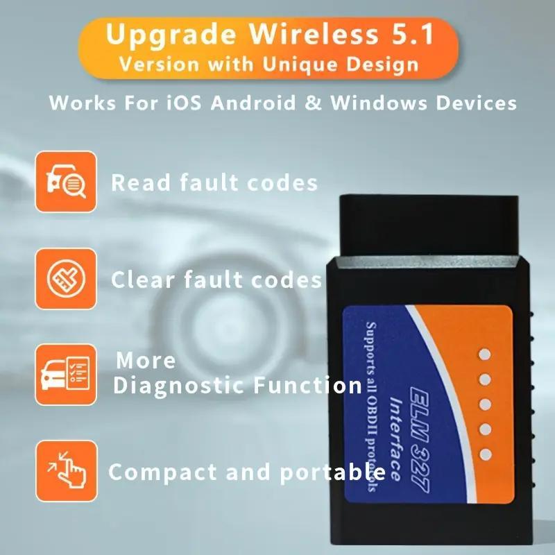 OBD2 Scanner, Wireless OBD2 Car Diagnostic Scanner, Car Fault Code Reader, Professional Car Diagnostic Tool for Android, iOS & Windows 6