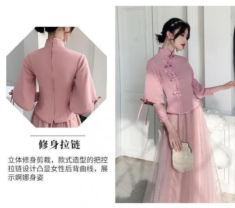 Product Introduction of Daidai (Ready Stock) Bridesmaid Dress Elegant Chinese Cheongsam Wedding Chinese Retro Bridesmaid Dress Long Elegant Graceful Daily Style Dress Female Friends Sisters Group Improved Cheongsam 24