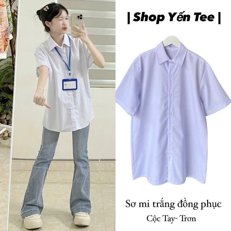 ( Từ 30kg-100kg ) Áo sơ mi trắng đồng phục nam nữ Yến Tee ,mặc đi học #0135