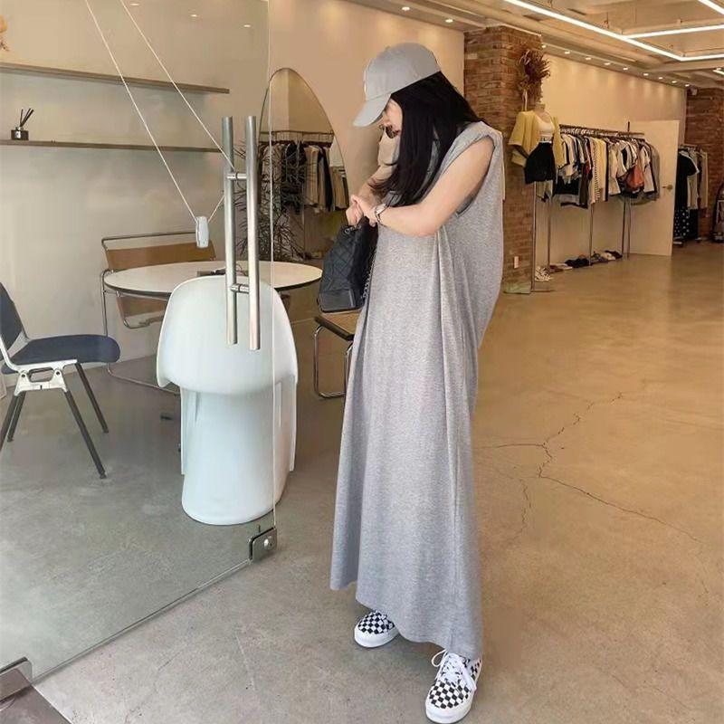 Váy Không Tay, Đệm Vai, khoét Lưng, Cỡ Cực Lớn 150,00kg, Dành Cho Cô Gái Đầy Đặn, Váy Vest Mỏng Kiểm Soát Bụng Dáng Rộng Mùa Hè Women Khuy 3