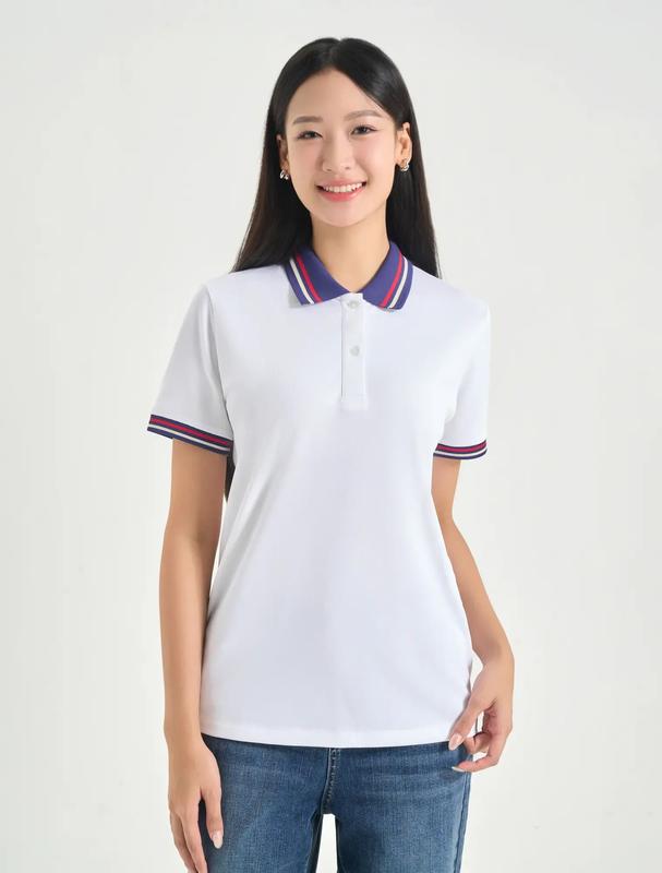 Áo polo nữ basic phối bo kẻ CANIFA 6TP24S005
