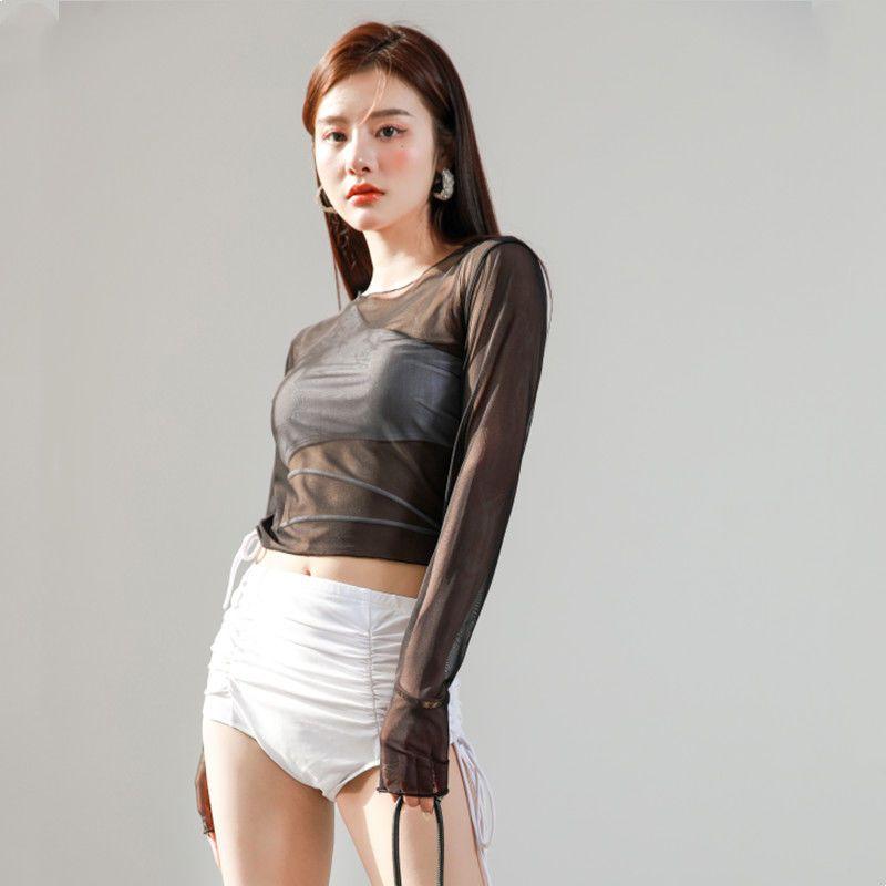 Áo Tắm, Bộ Ba Mảnh Bikini Xẻ Tà Nữ, Thời Trang Hàn Quốc, Áo Cánh Dài Tay Gợi Cảm, Bộ Đồ Bơi, Hàng Mới Về Năm 2025 7