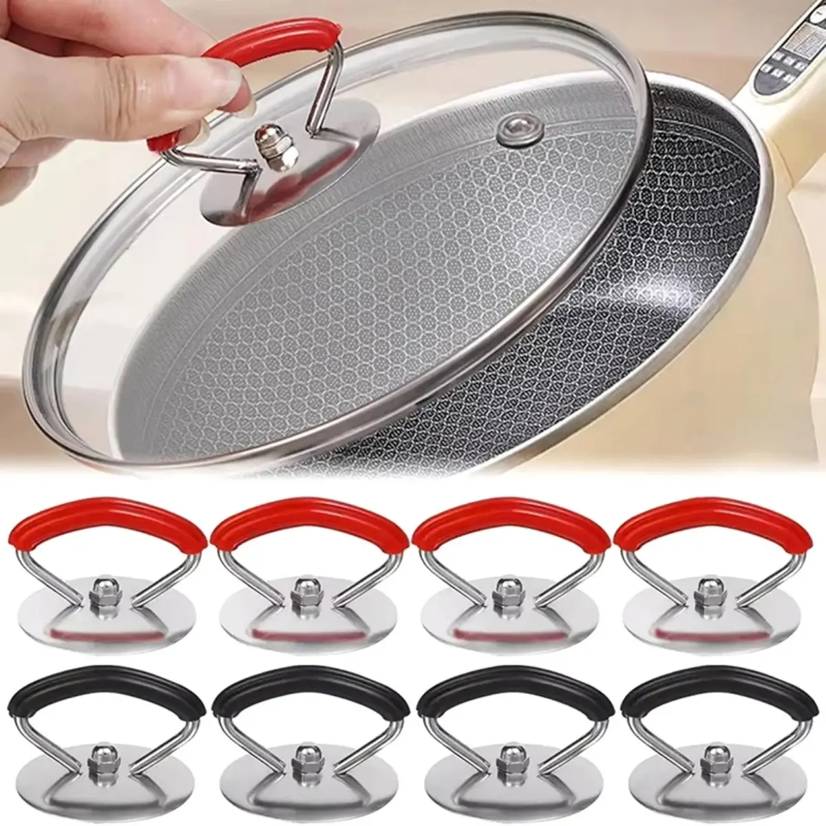 1/2Pcs Stainless Steel Pot Lid Handle Cookware Anti-Heat Handle Pan Cover Replacement Knobs Kitchen Cookware Accessories