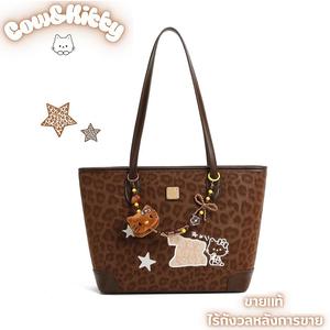 กระเป๋าโท้ทความจุขนาดใหญ่ COW & คิตตี้ กระเป๋าถือลายเสือดาวสำหรับผู้หญิง TikTok Viral แฟชั่นฤดูใบไม้ร่วงและฤดูหนาว ต้องมี
