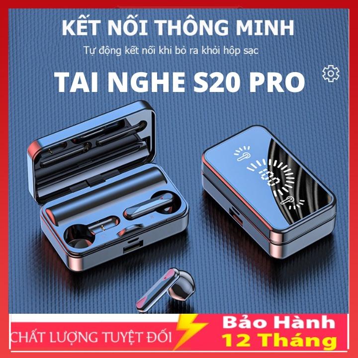 Tai Nghe Không Dây S20 Bluetooth V5.2 - Âm Thanh Hifi 9D Cực Hay Có Micro Nhét Tai Cảm Ứng Chống Nước