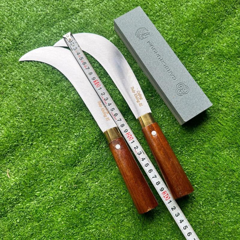 Dụng cụ làm vườn - Combo 2 dao rửa dừa dài 3 tất được làm từ thép 420J2 cao cấp không rỉ | Tặng kèm đá mài | 1