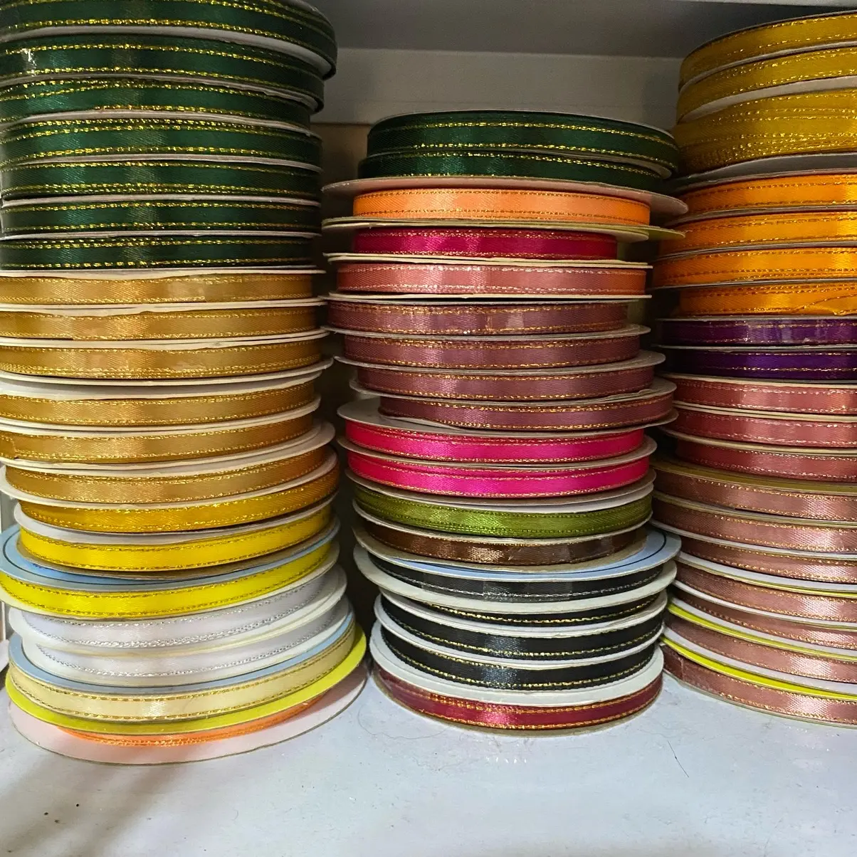 Satin Ribbon with Gold Lining 1/4x50yards - Perfect for Wrapping Gifts