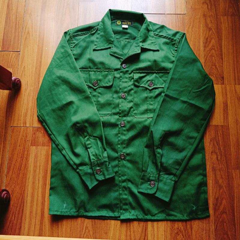 Áo bảo hộ lao động màu xanh lá dài tay Nam/ nữ áoshipper đoànviên quan a M Hooded quốc đồng phục