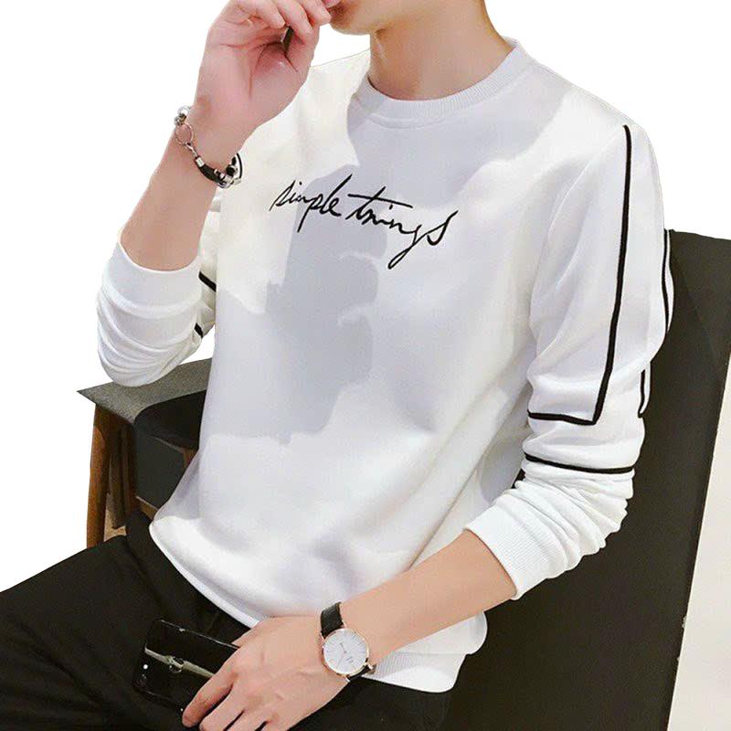 Áo thun tay dài nam nữ mặc đẹp 4 mùa màu Trắng Simple Menswear Top Jean Kaki