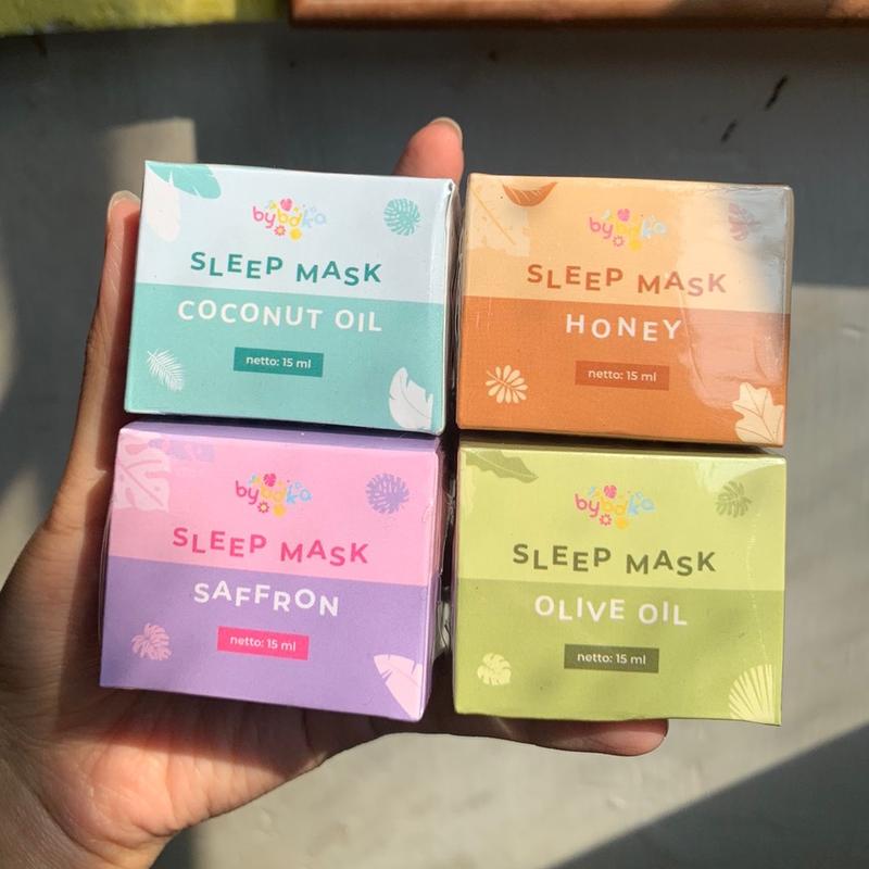 BYBDKA Sleeping Mask Bybdka SleepMask Bybdka id Berjerawat Bruntusan Berminyak Mencerahkan Saffron Honey Olive Oil Coconut Oil 4