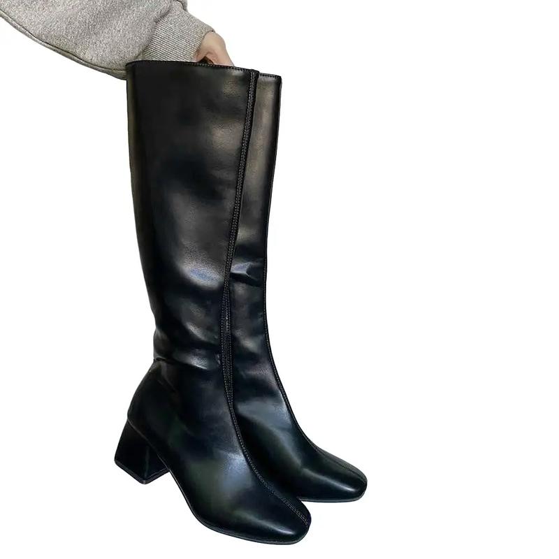 Tặng trên live} Boot đùi 5p khoá cạnh lót lông M908 Bốt Nữ Cổ Cao Shoes GiàY bố t