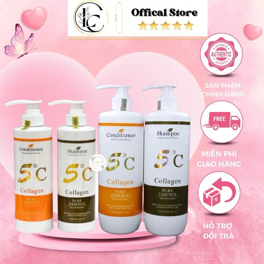 Bộ Dầu Gội 5C Collagen MAKAYRY Siêu Mềm Mượt 500ML 1000ML - Dưỡng Chất Phục Hồi Tóc Hư Tổn - Chăm Sóc Tóc, Nữ