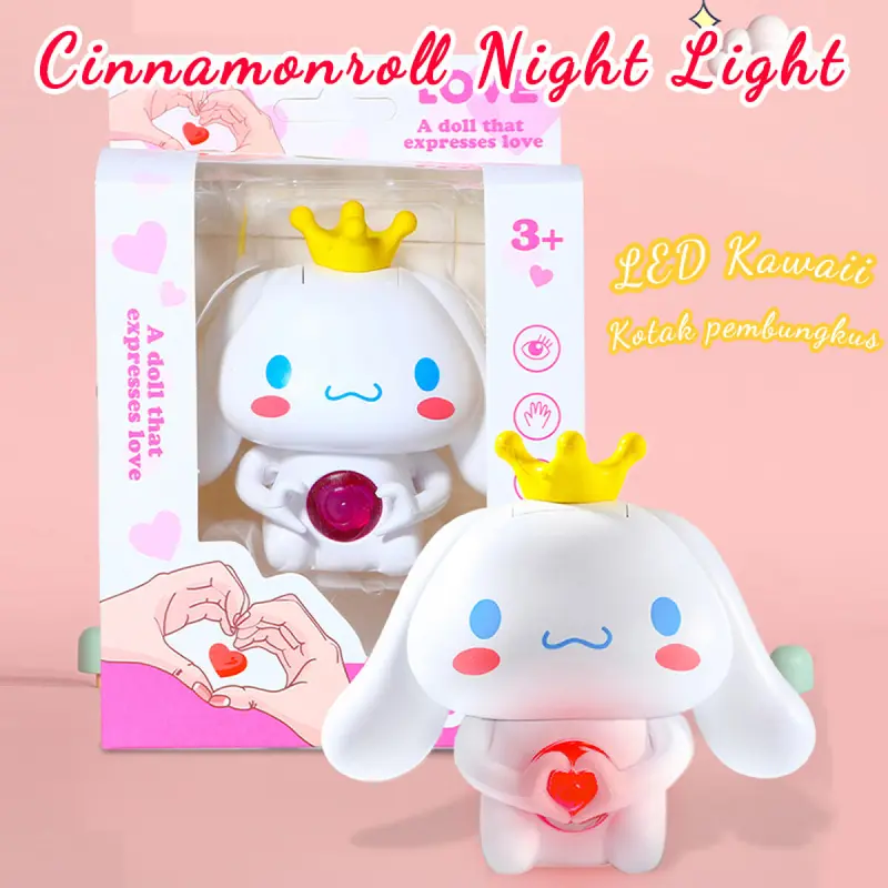 Mainan perempuan [Versi audio]I love you Lotso Sanrio boneka Night sonic Light Kawaii 3D LED Cinnamoroll Lampu Figure Kartun  Lucu Kecantikan Hiasan Kamar Tidur Samping Tempat Kotak kado ulang tahun cewek Plastik pentol pasangan Kuning Hadiah Ayam 2