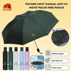 Payung Lipat Kecil Manual Anti UV Premium Motif Bear & Buah Free Pouch Tahan Lama & Anti Sinar UV Ideal untuk Segala Cuaca