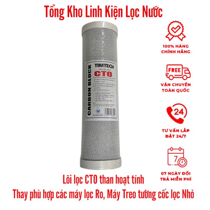 Lõi lọc số 2 CTO , thay phù hợp các dòng máy lọc ro, máy treo tường. Dòng máy cốc lọc nhỏ SS038, U95, D52, P95