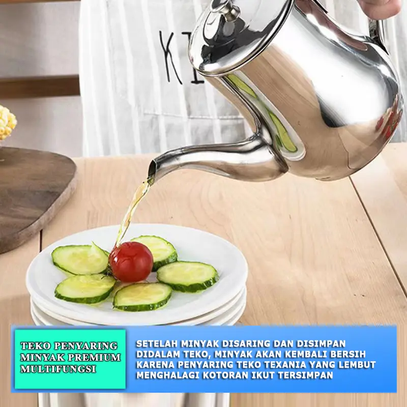 Teko Penyaring minyak /Gelas Teko Pot penyaring minyak /Teko air minum Stainless 6