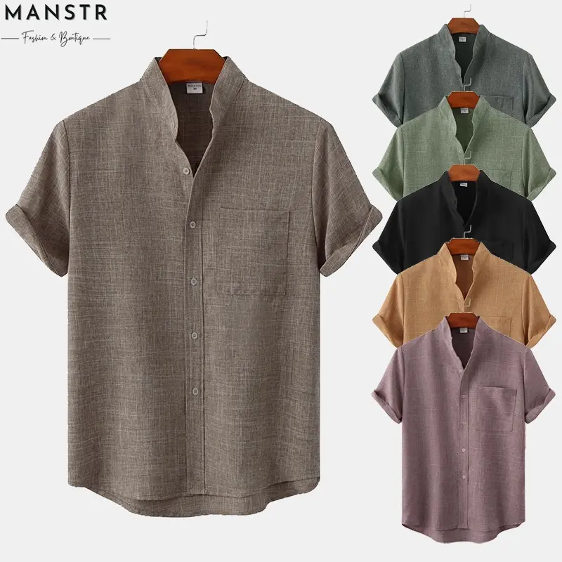 Áo Polo Nam, Màu Trơn Chất Liệu Cotton Và Vải Lanh, Cài Nút, Dáng Ôm, ngắn Tay, Có Túi, Có Màu Đen, Đỏ, Nâu, Xanh Lá Cây Nhạt, Xanh Lá Cây Đậm Và Kaki, Thích Hợp Mặc Trang Trọng Cho Nam Shirt Menswear 0