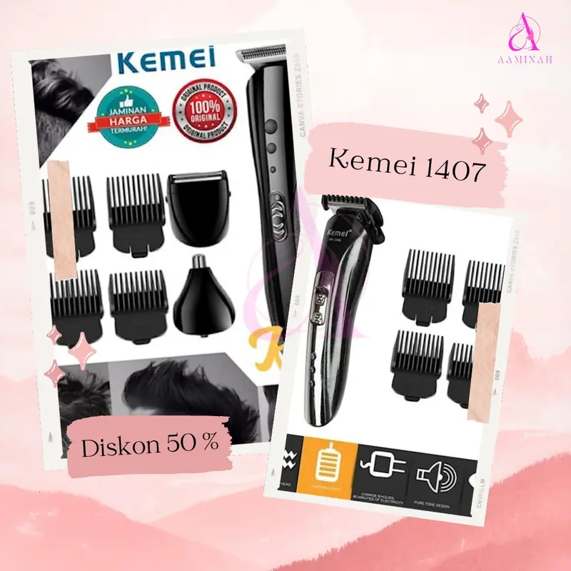 Kemei 1407 Alat Cukur Rambut Kumis Jenggot Elektrik 0